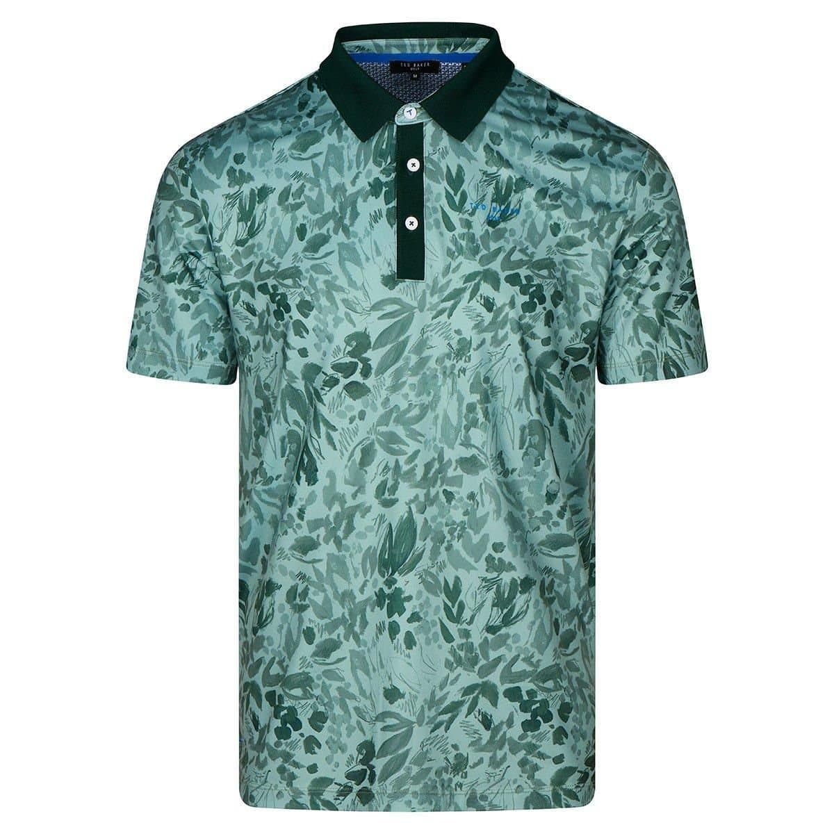 Ted Baker Ted Baker Men's Barnnes Floral Print Golf Polo Shirt in Pale Green