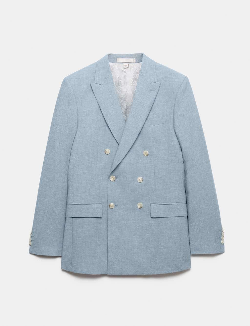 M&S Chambray Double-Breasted Slim Fit Jacket