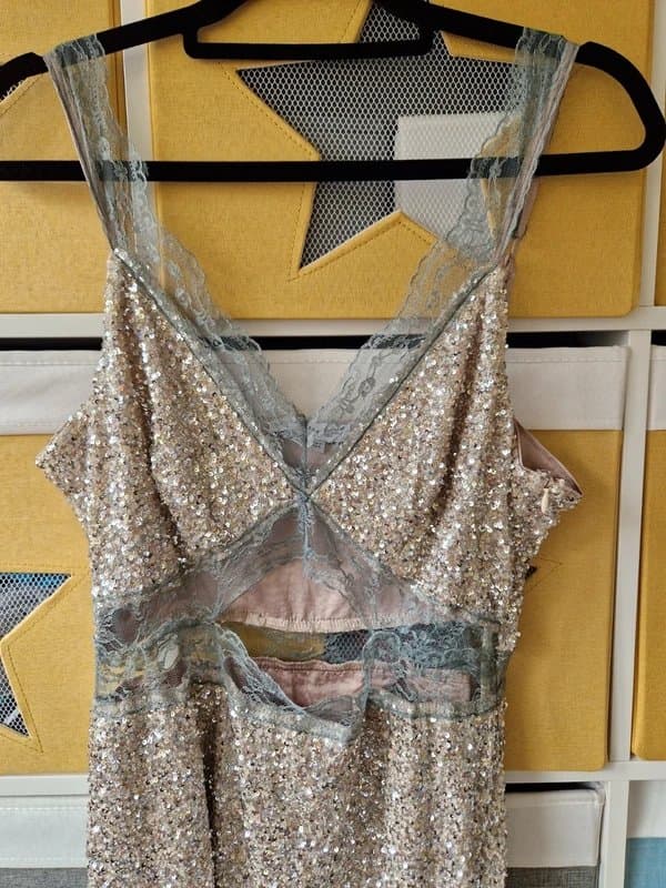 Never Fully Dressed Never fully dressed women's Silver Sequin Mini Mimi Dress size 12