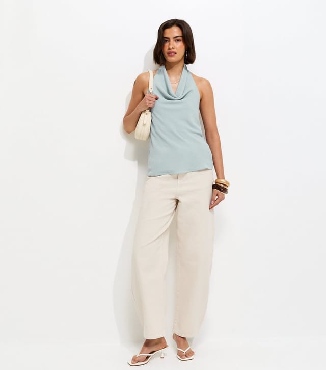 New Look Women's Light Blue Cowl Halter Neck Top New Look - 3