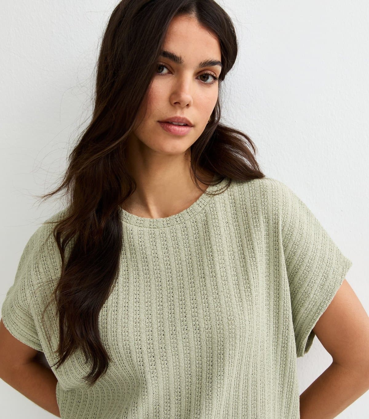 New Look Women's Light Green Textured Soft Touch Top New Look