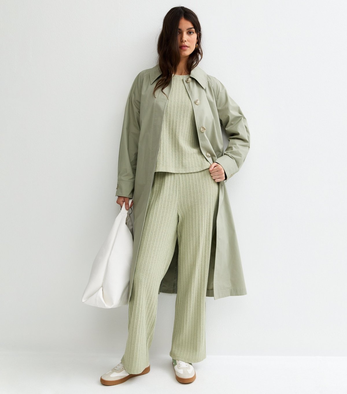 New Look Women's Light Green Textured Soft Touch Top New Look - 3