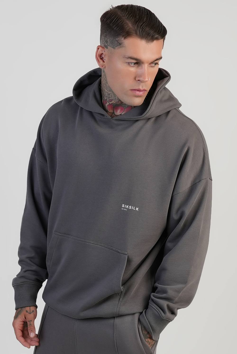 SikSilk SikSilk Men's Graphic Hoodie in Grey - 2
