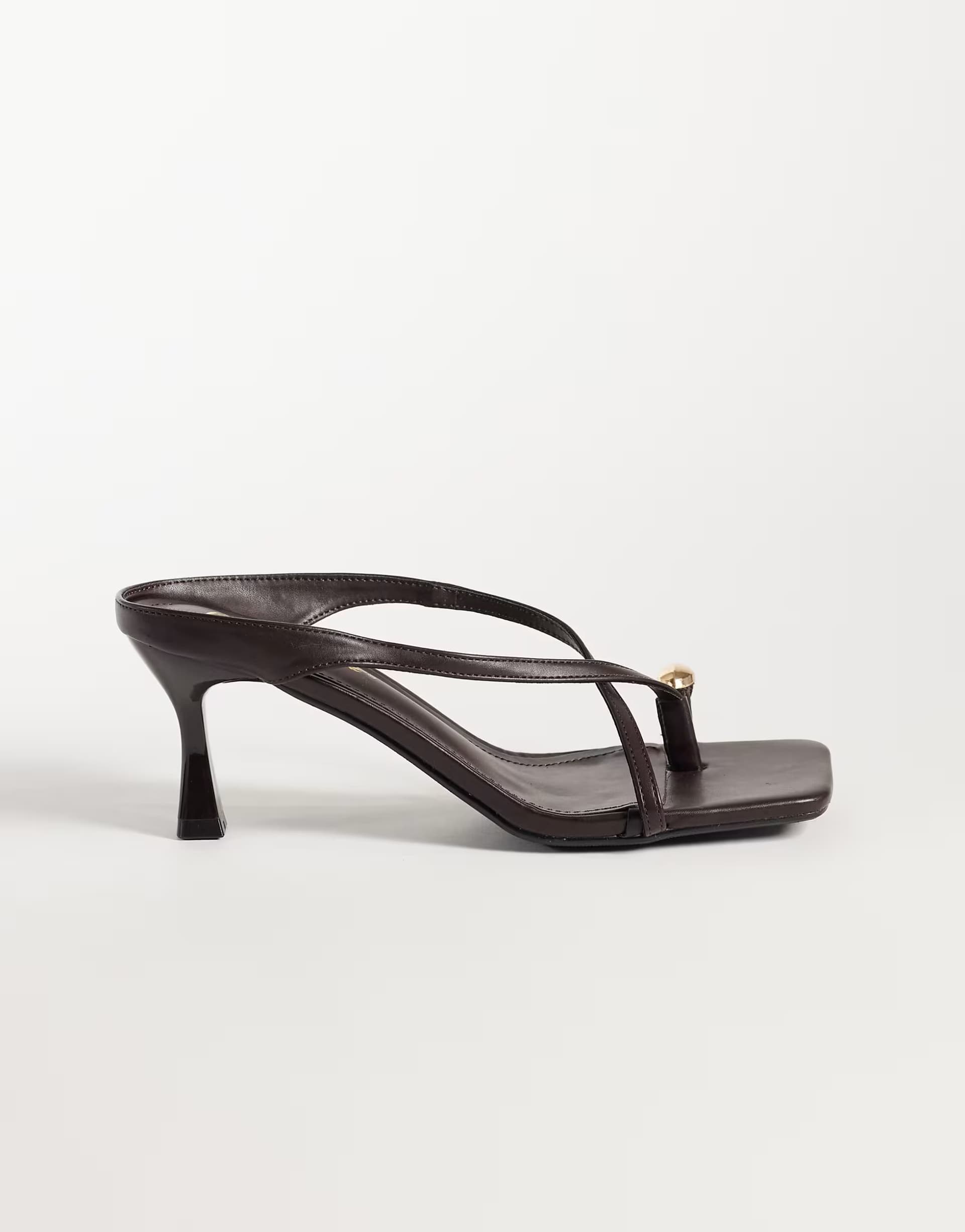 ASOS Public Desire Ria gold detail heeled sandals in brown