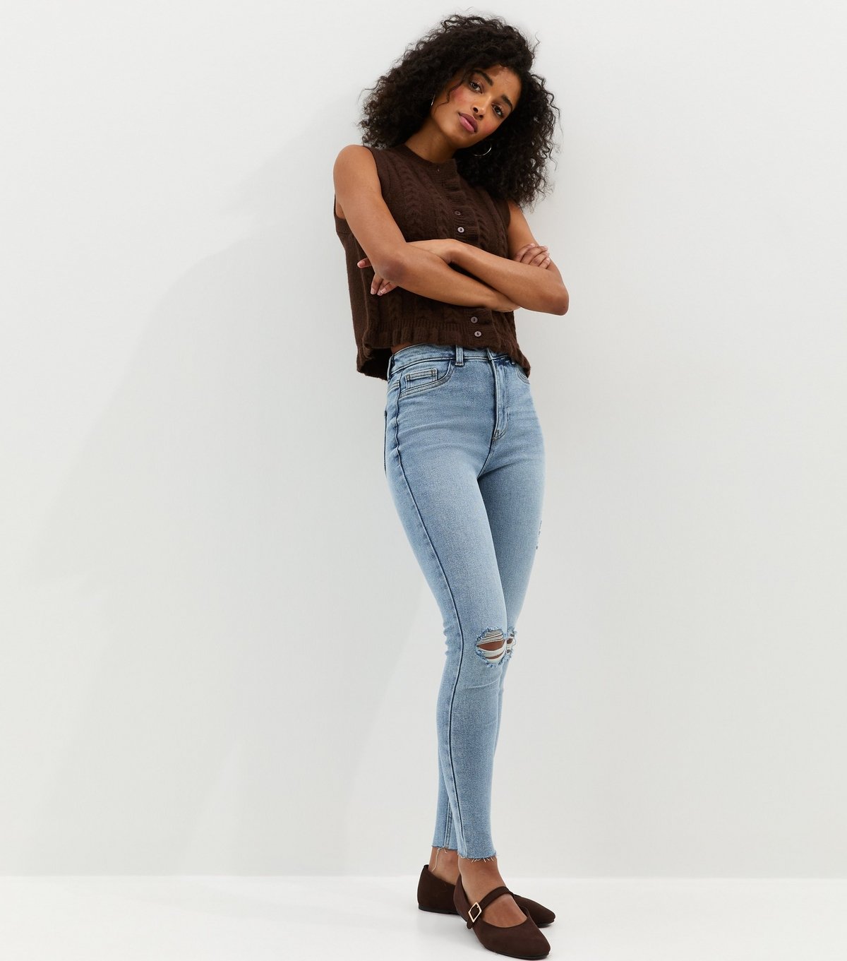 New Look Women's Blue Ripped Hallie Skinny Jeans New Look - 2