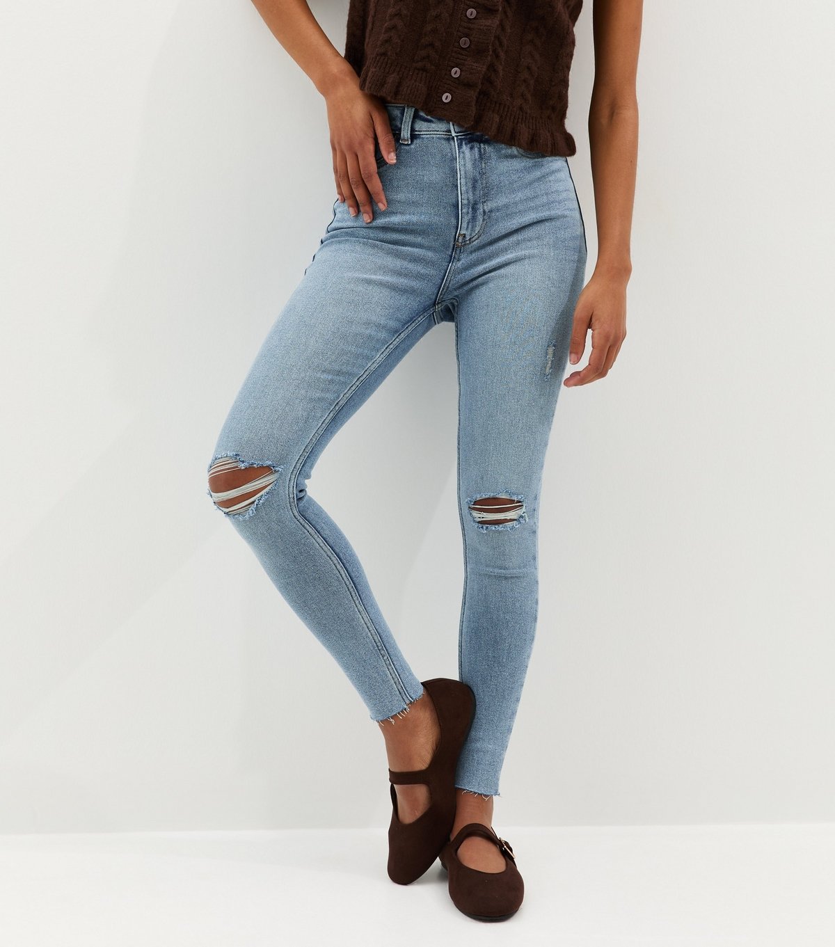 New Look Women's Blue Ripped Hallie Skinny Jeans New Look - 4