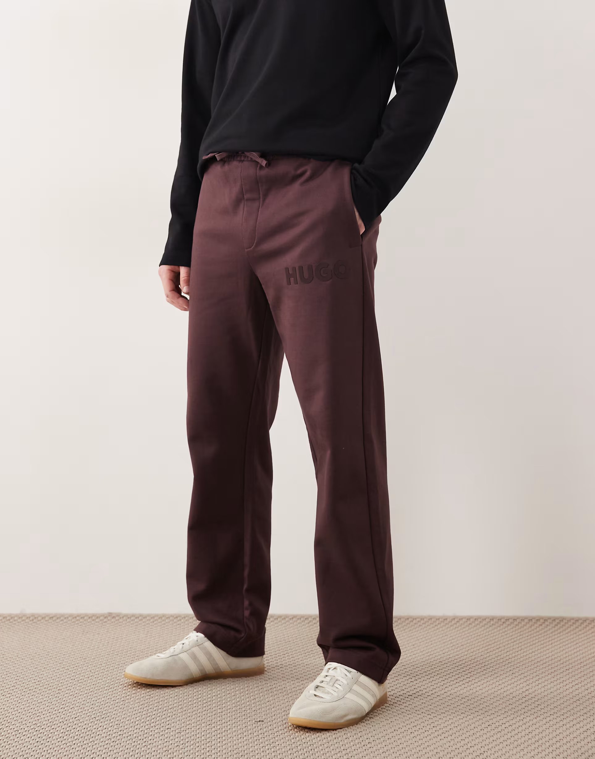 ASOS HUGO Red dumrulo tonal logo joggers in burgundy - 1