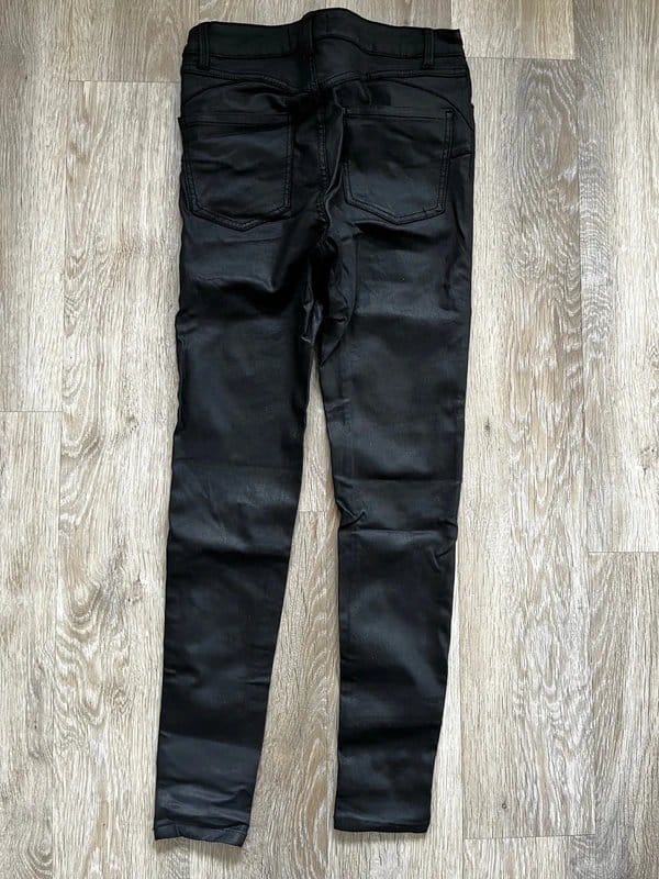 New Look Black Faux Leather Lift & Shape Jeans - Size 10
