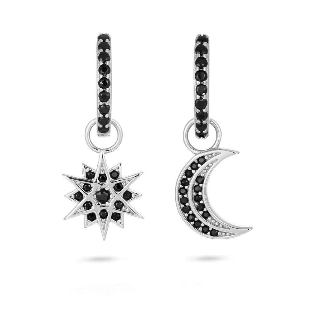 Gold Trip Gold Trip Celestial Black Moon & Star Huggies in Silver