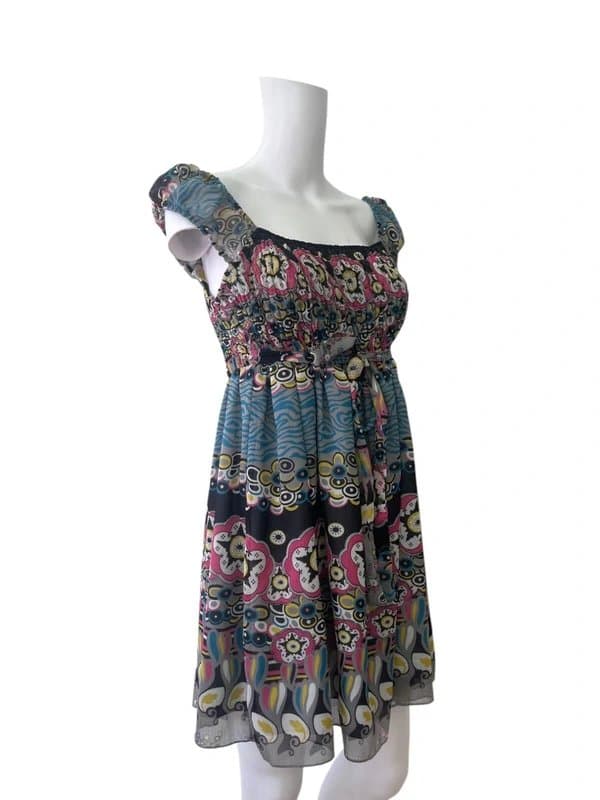 Agenda Agenda Fit & Flare Dress Size 16 Women NEW EBlue Mix Floral Chiffon EU44 RRP £34