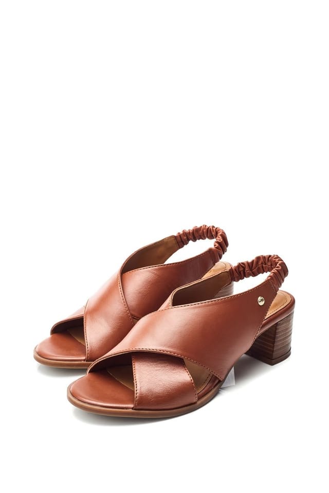 Moda In Pelle Moda In Pelle Women's 'Prinia' Leather Heeled Sandals in Tan - 3