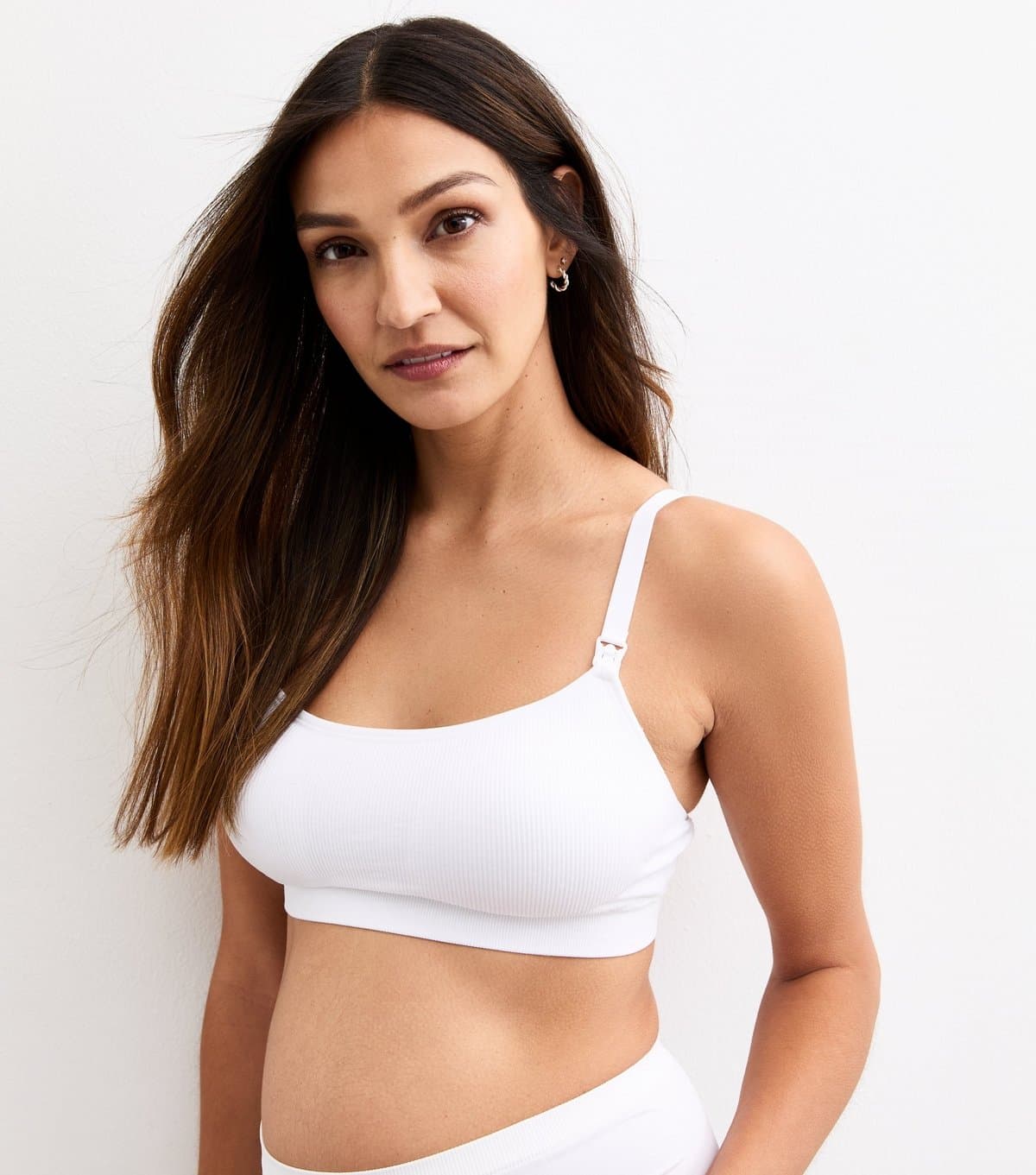 New Look Women's White Maternity Ribbed Seamless Nursing Bralette New Look