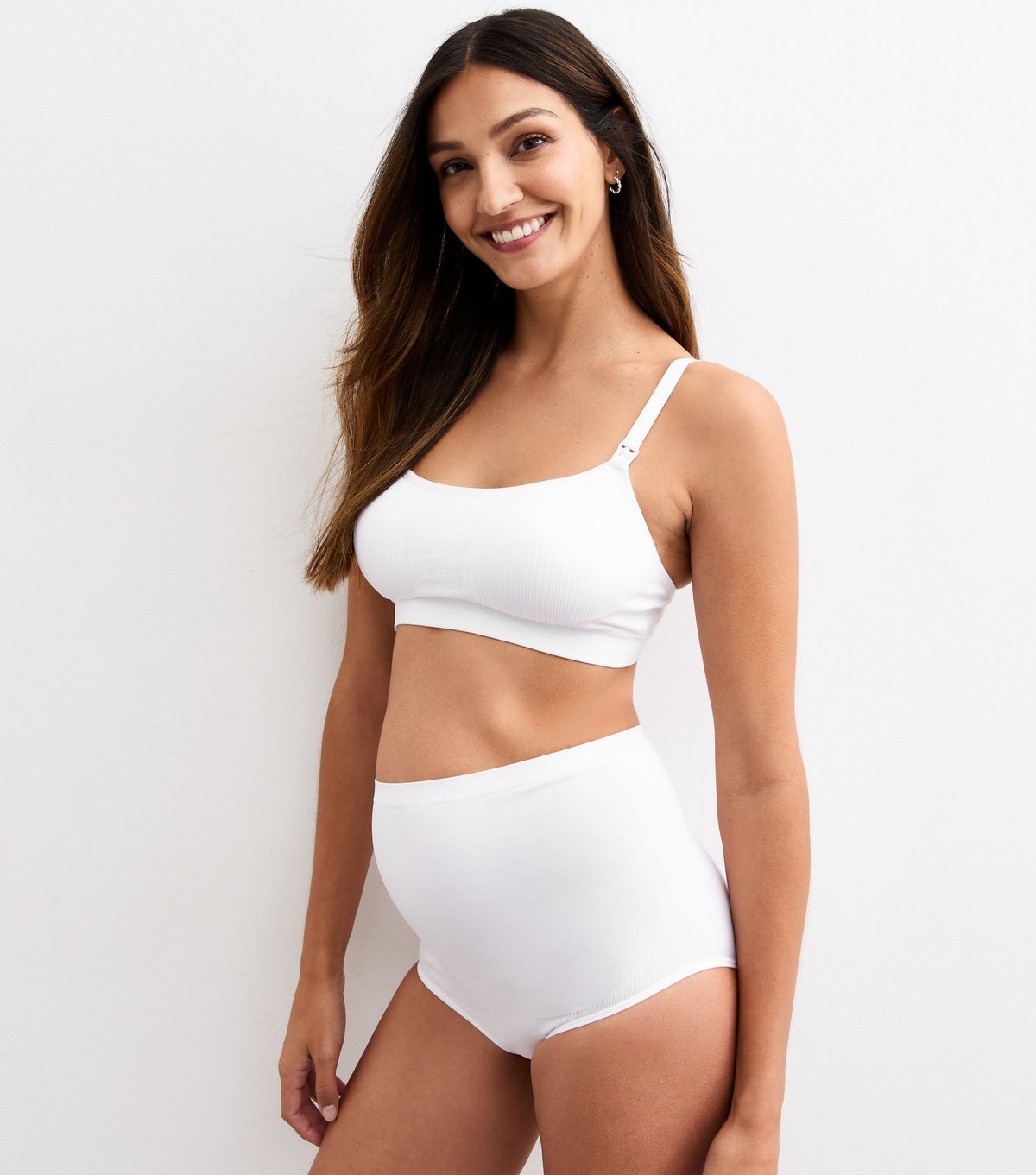 New Look Women's White Maternity Ribbed Seamless Nursing Bralette New Look - 3