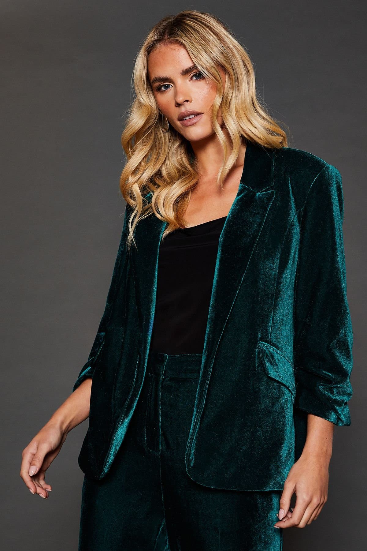 Dorothy Perkins Dorothy Perkins Women's Petite Velvet Blazer in Dark Green