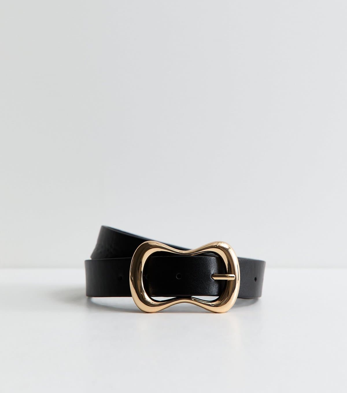New Look Black Faux Leather Irregular Buckle Belt New Look