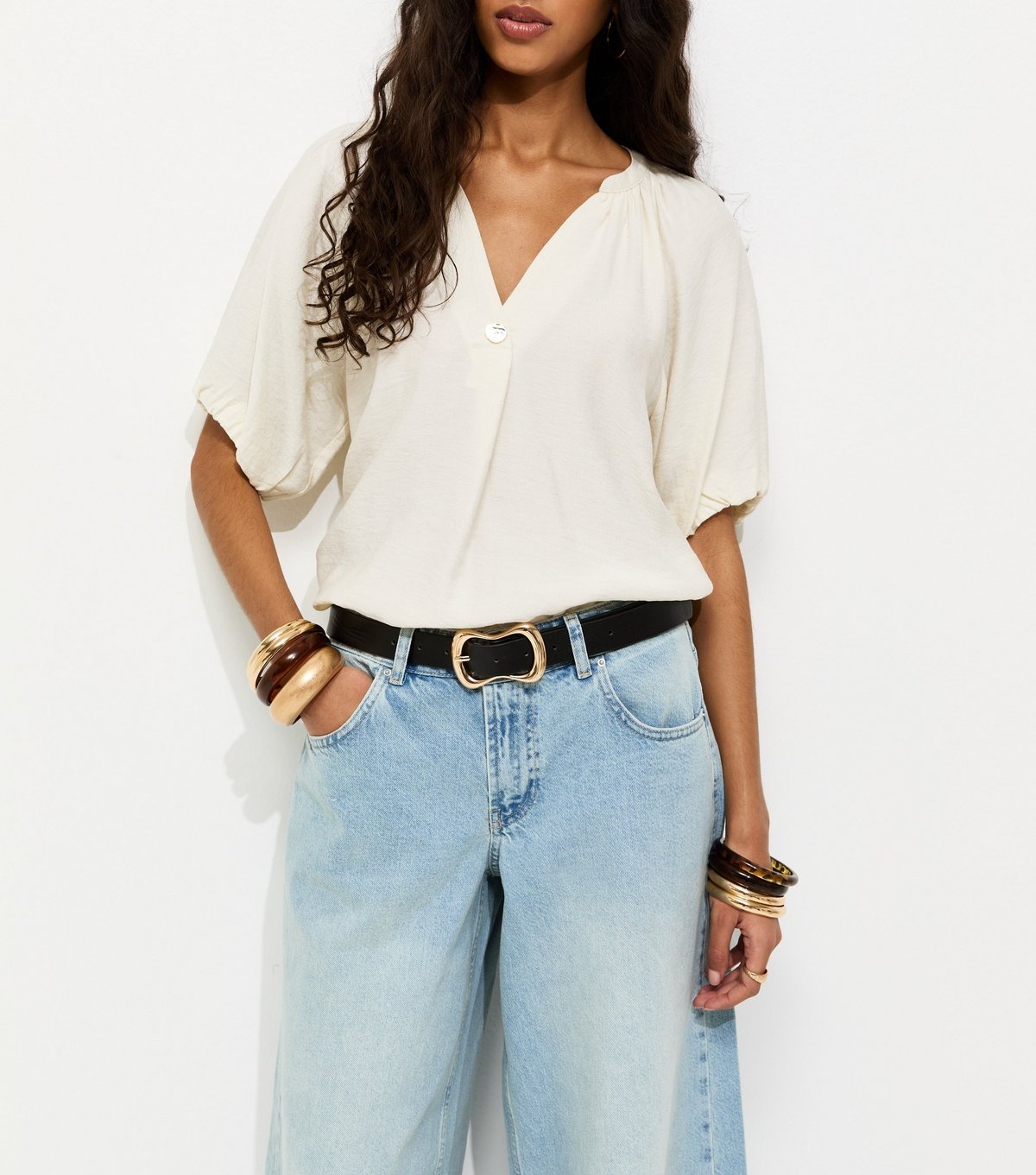 New Look Black Faux Leather Irregular Buckle Belt New Look - 2