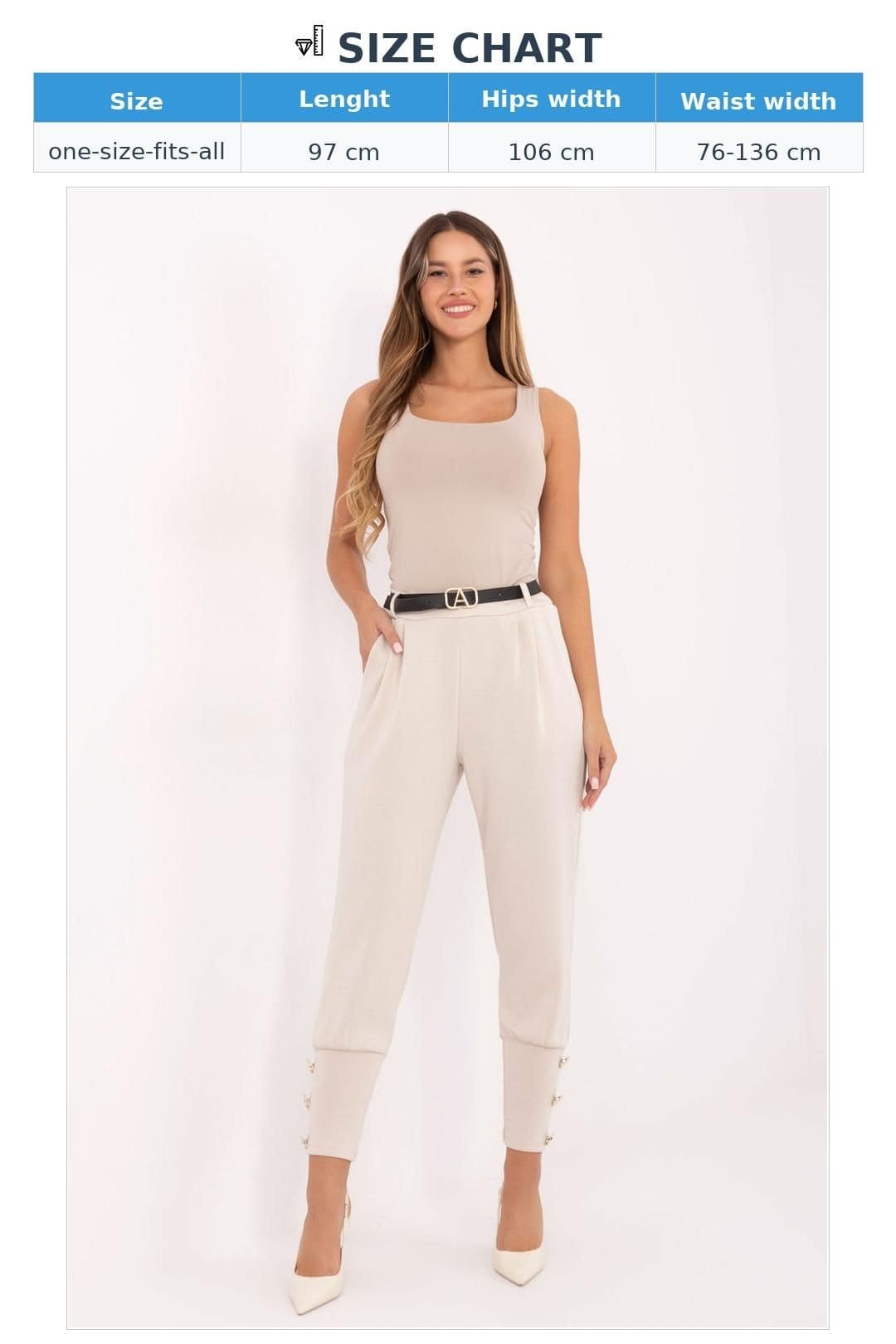 Love Lace Love Lace Women's High Waist Tapered Jogger Trousers with Pockets in Beige - 4
