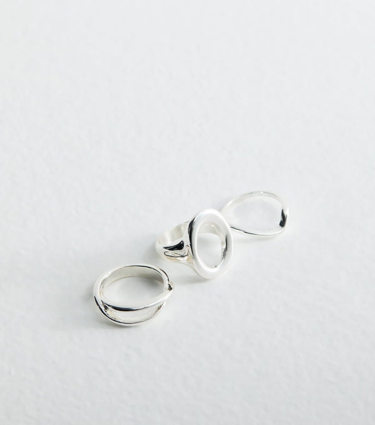 New Look Pack Of 3 Silver Tone Oval Sleek Rings New Look