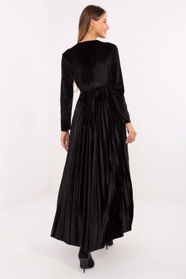 Love Lace Love Lace Women's Sequin Wrap Maxi Dress with Pleated Skirt in Black - 3