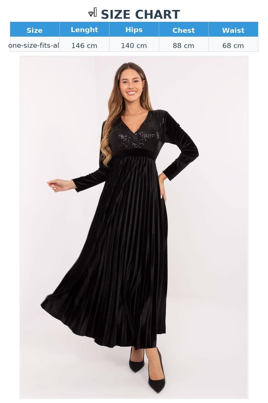 Love Lace Love Lace Women's Sequin Wrap Maxi Dress with Pleated Skirt in Black - 4
