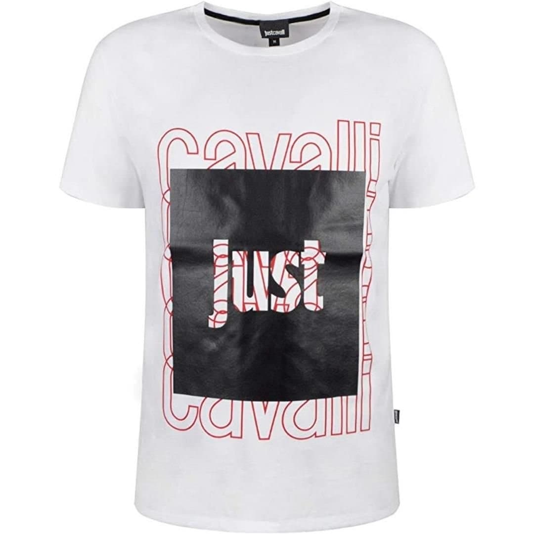 Just Cavalli Just Cavalli Men's Box Logo White T-Shirt