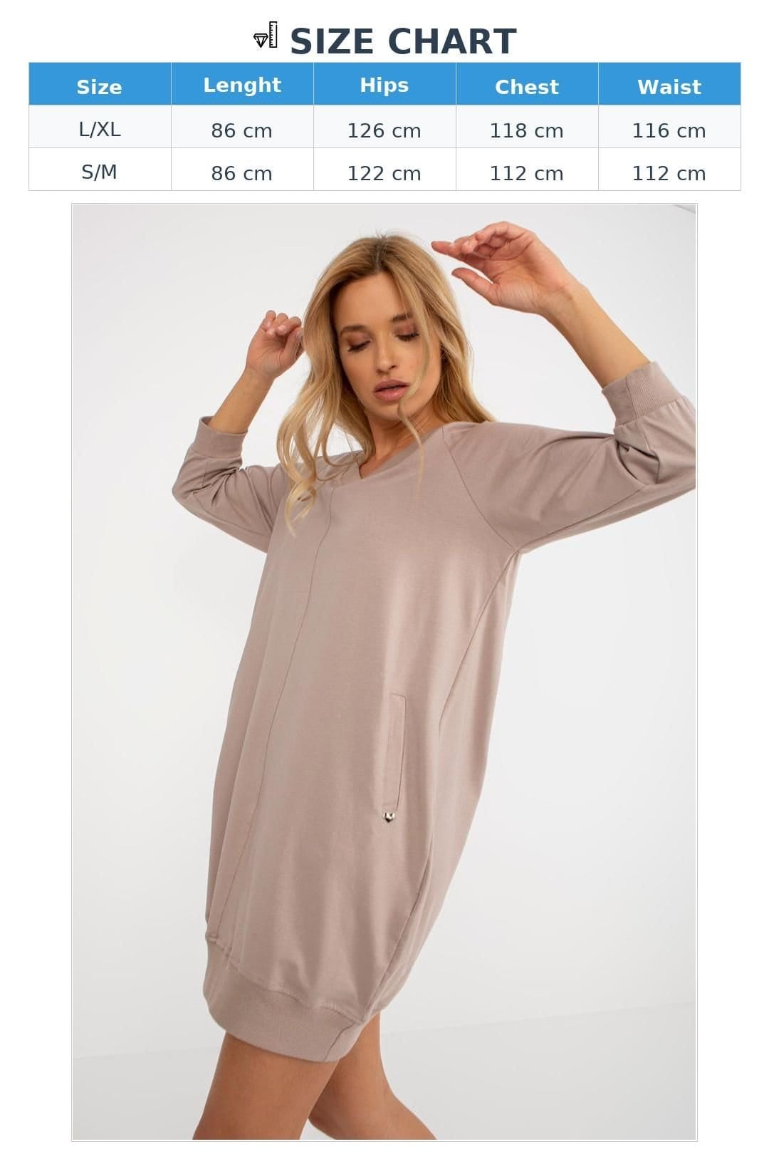 Love Lace Love Lace Women's Cotton Elastane Sweatshirt Dress with Pockets Style 223224 in Beige - 4