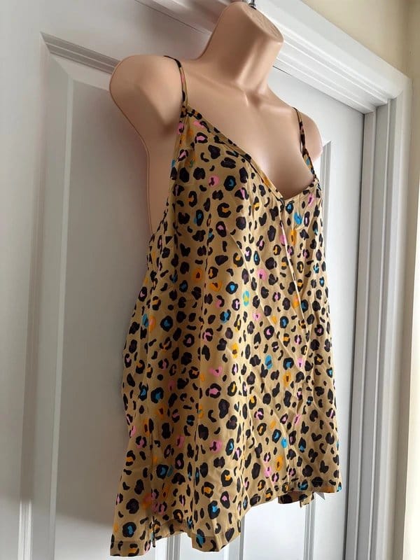 Never Fully Dressed Mustard Leopard Cami Size XL