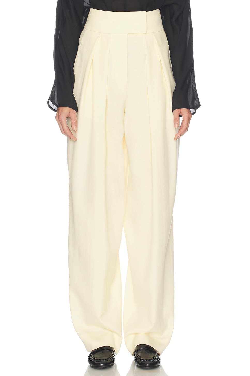 revolve High Waist Pleated Suit Trouser in Wool