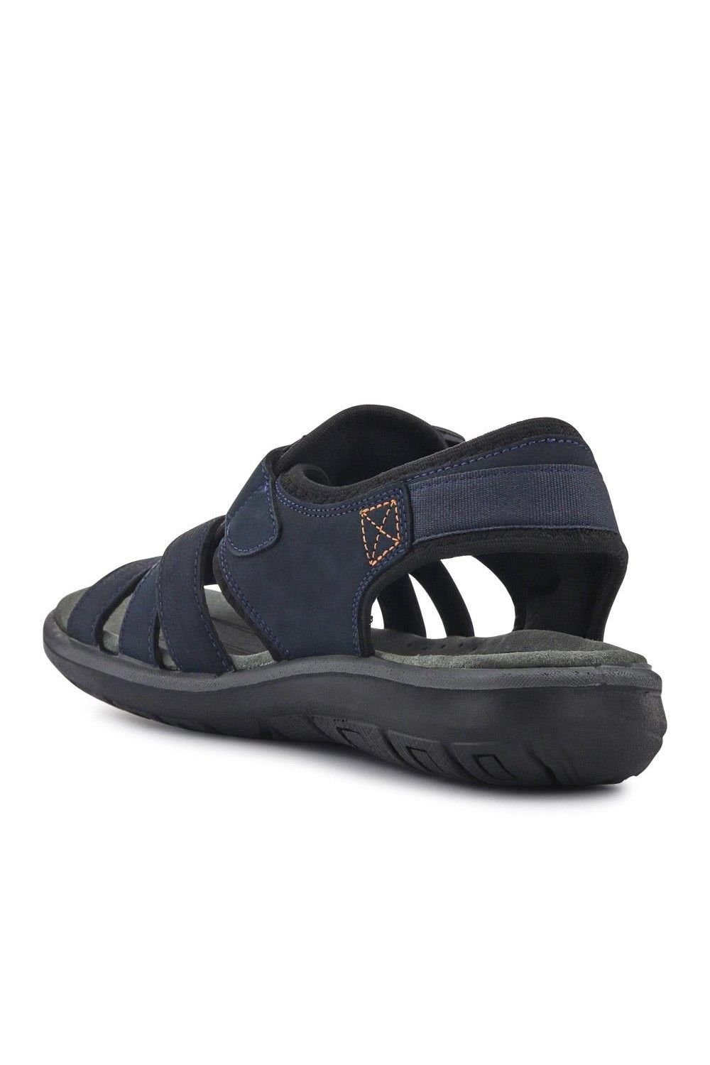 Pavers Pavers Men's Leather Touch-Fasten Sandals in Navy - 3
