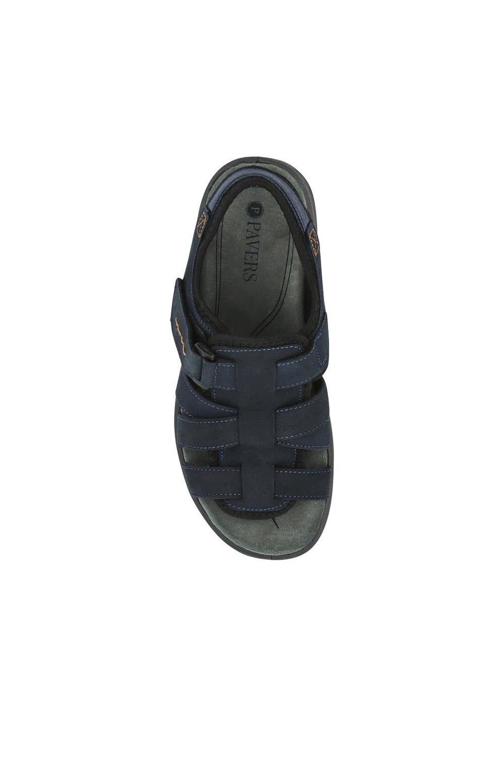 Pavers Pavers Men's Leather Touch-Fasten Sandals in Navy - 4