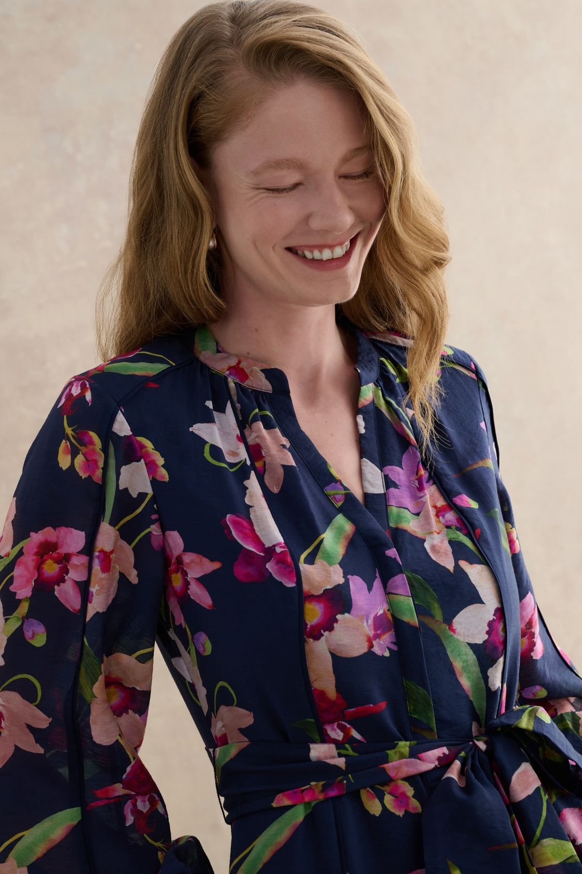 Hobbs London Hobbs London Women's Pippa Floral Midi Dress in Dark Navy - 3