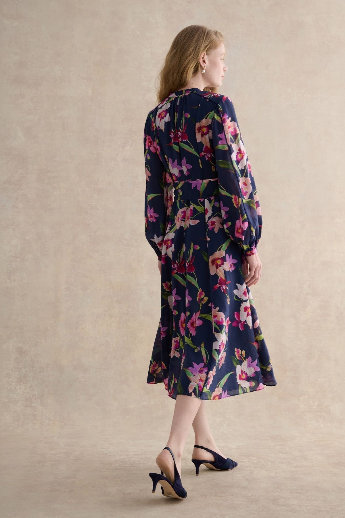 Hobbs London Hobbs London Women's Pippa Floral Midi Dress in Dark Navy - 4