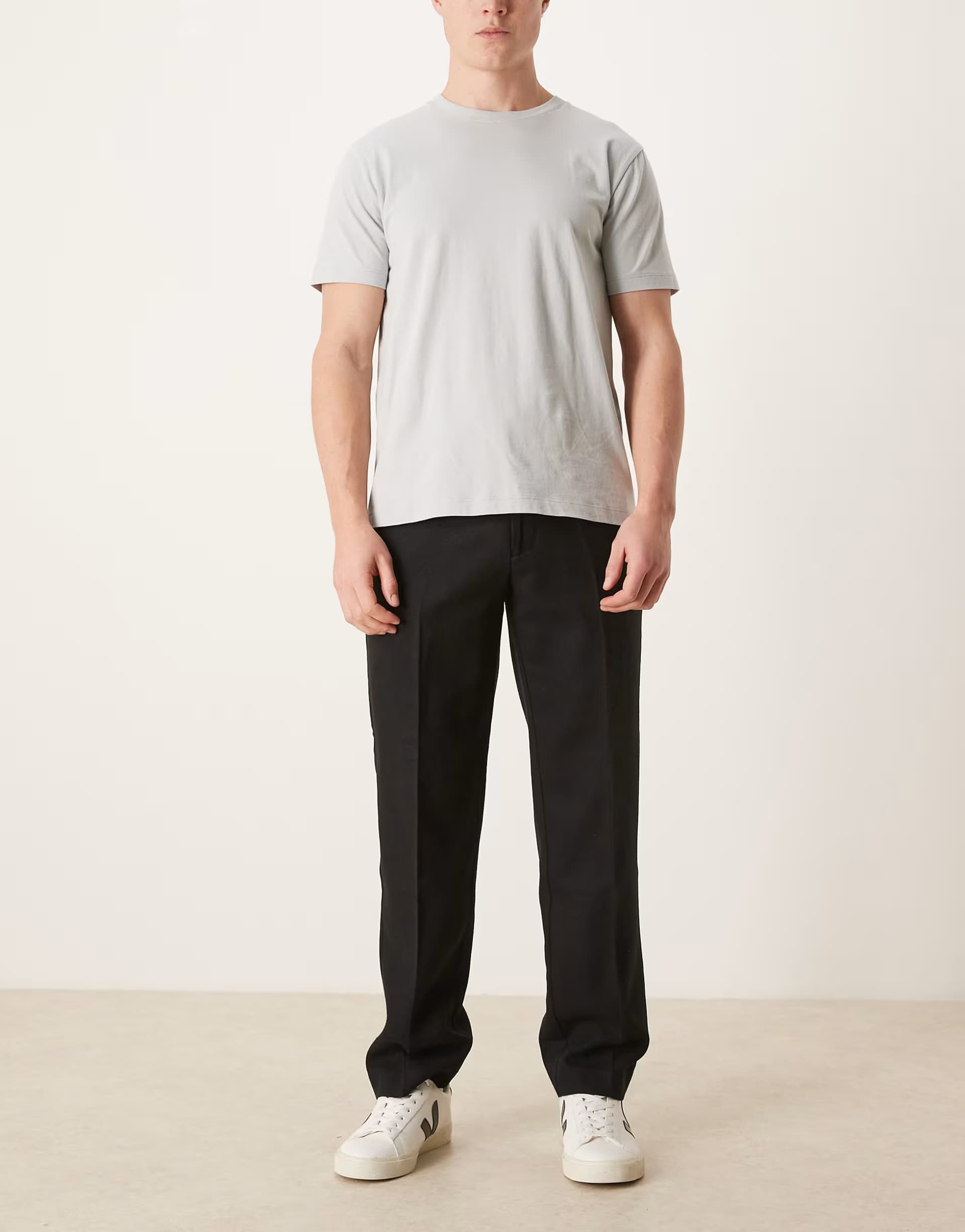 ASOS ASOS DESIGN smart straight leg wool blend trousers in black with coin pocket