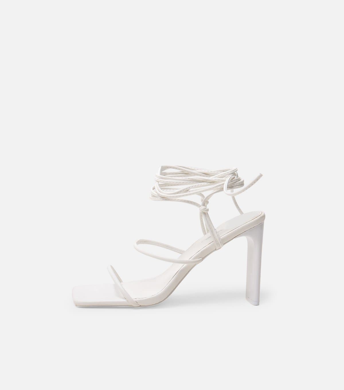Public Desire Public Desire White Faux Leather Strappy Sandals