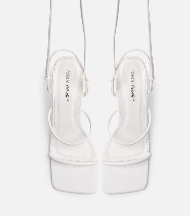 Public Desire Women's White Chloe Faux Leather Strappy Square Toe Sandals Public Desire New Look - 3