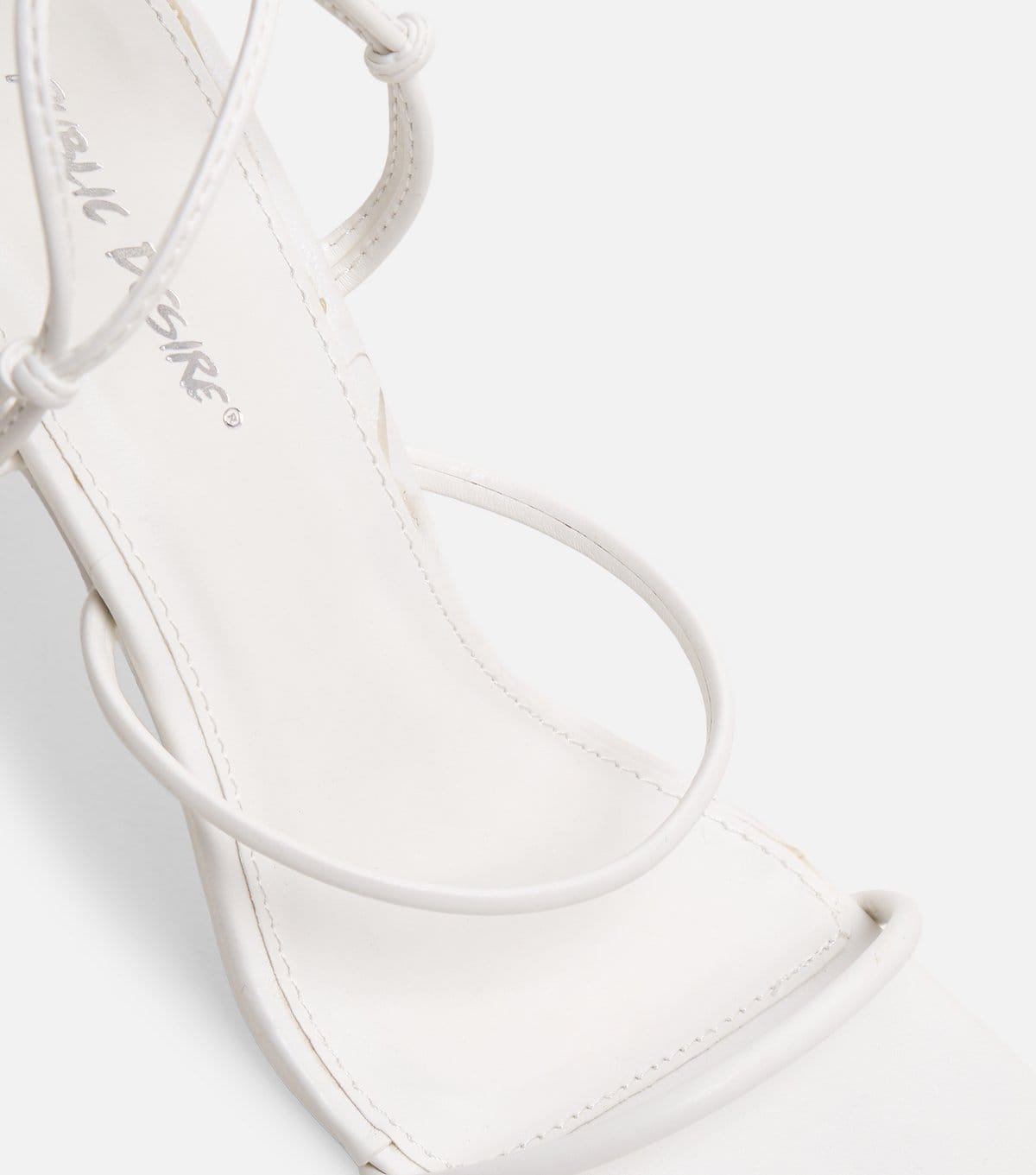 Public Desire Women's White Chloe Faux Leather Strappy Square Toe Sandals Public Desire New Look - 4