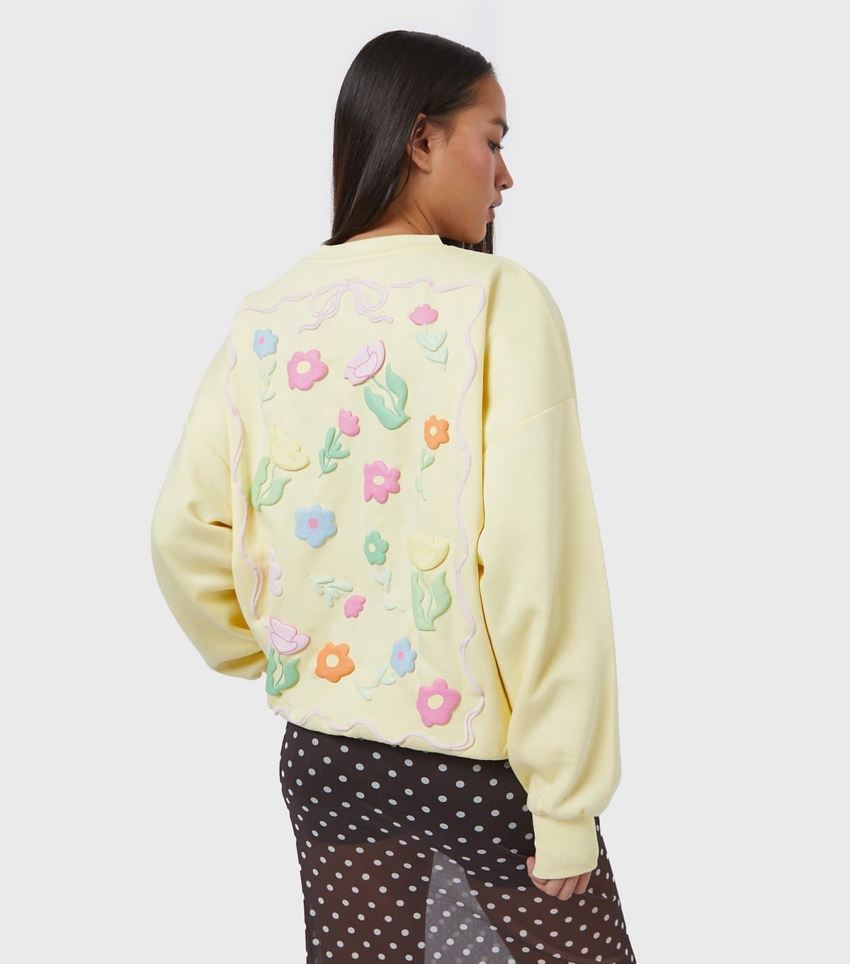 Skinnydip Women's Light Yellow Flora Sweatshirt Skinnydip New Look