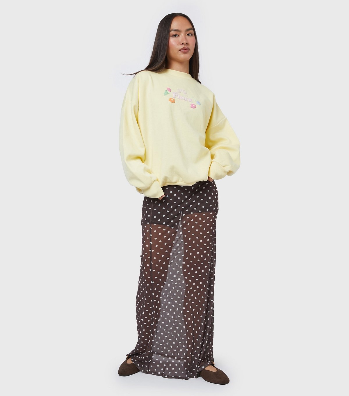 Skinnydip Women's Light Yellow Flora Sweatshirt Skinnydip New Look - 2