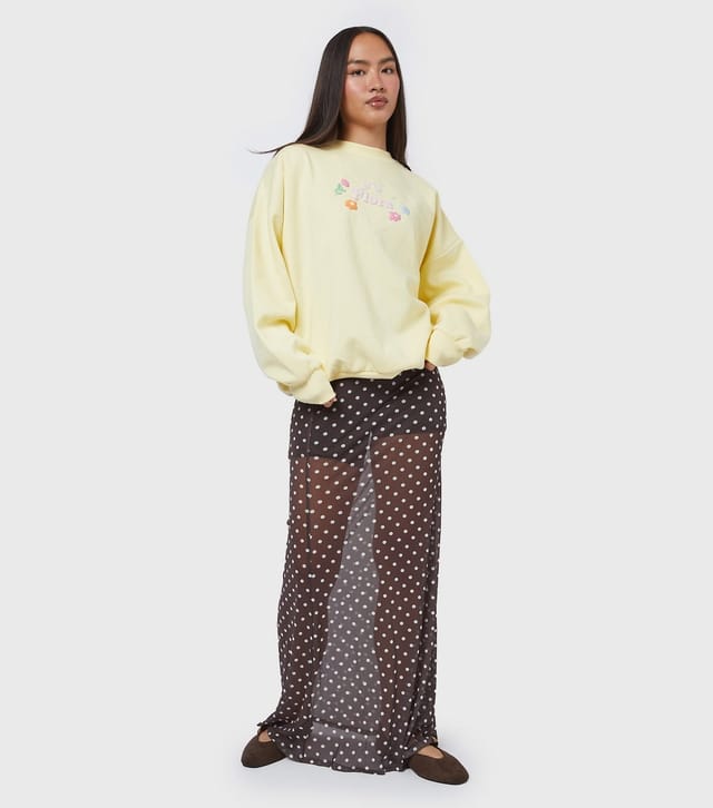 Skinnydip Women's Light Yellow Flora Sweatshirt Skinnydip New Look - 2