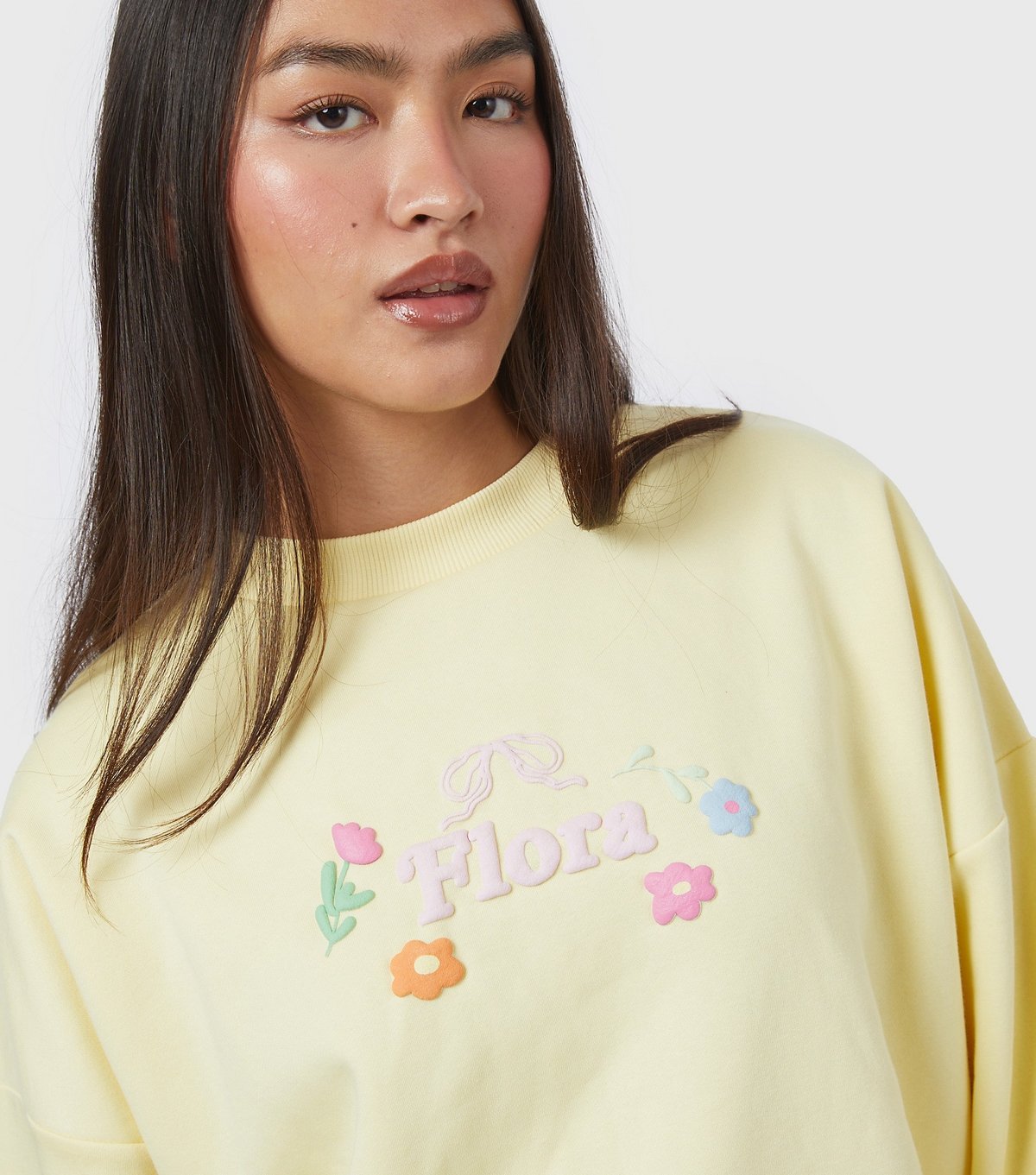 Skinnydip Women's Light Yellow Flora Sweatshirt Skinnydip New Look - 4