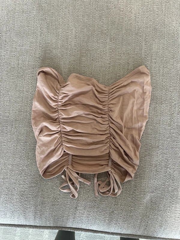 ASOS ASOS Luxe strapless crop cropped top ruched tie front size 8 beige apricot nude never worn