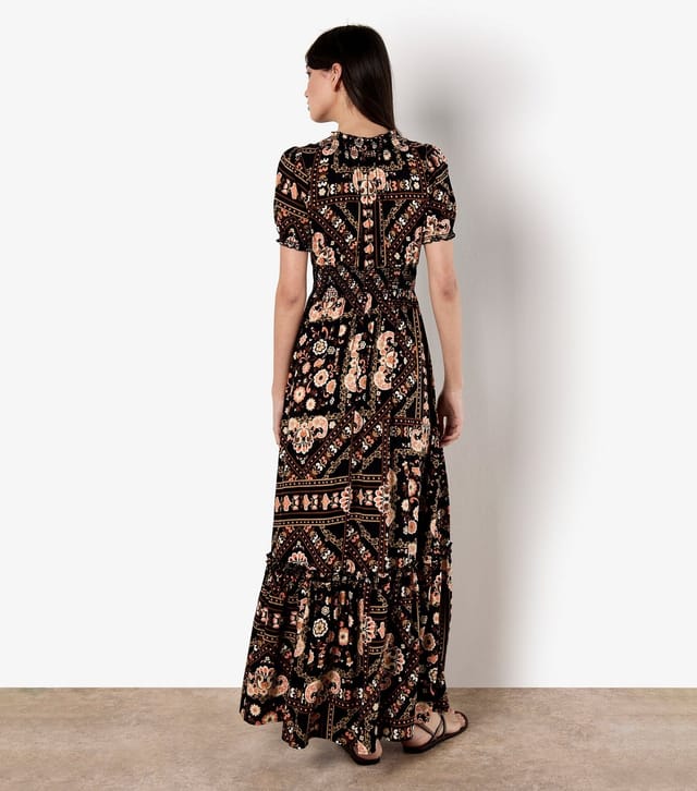 Apricot Women's Black Scarf Print Tiered Maxi Dress Apricot New Look - 3