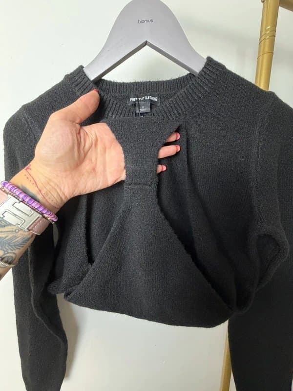 PrettyLittleThing Prittylittlethinks Black Knitted Bodysuit BNWT Size M