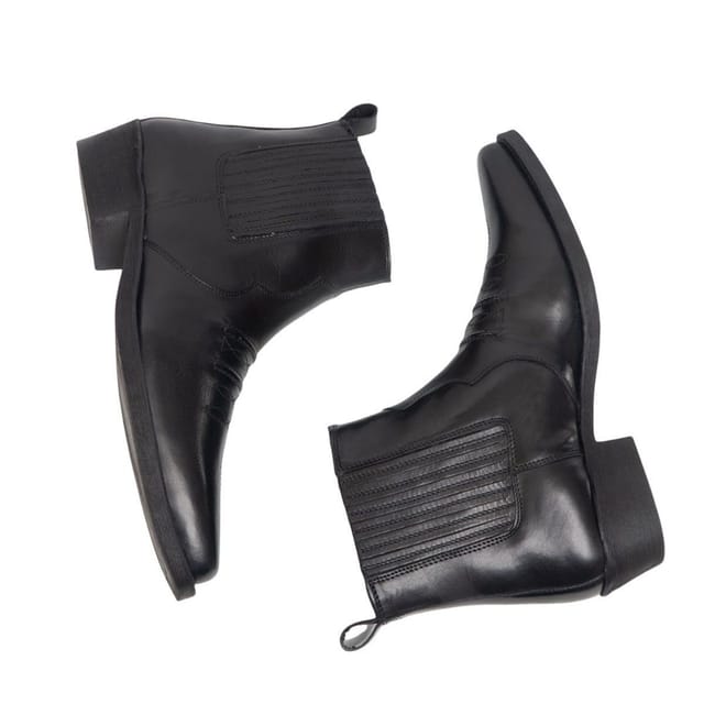 Woodland Woodland Men's Distressed Leather Gusset Western Ankle Boots in Black - 2