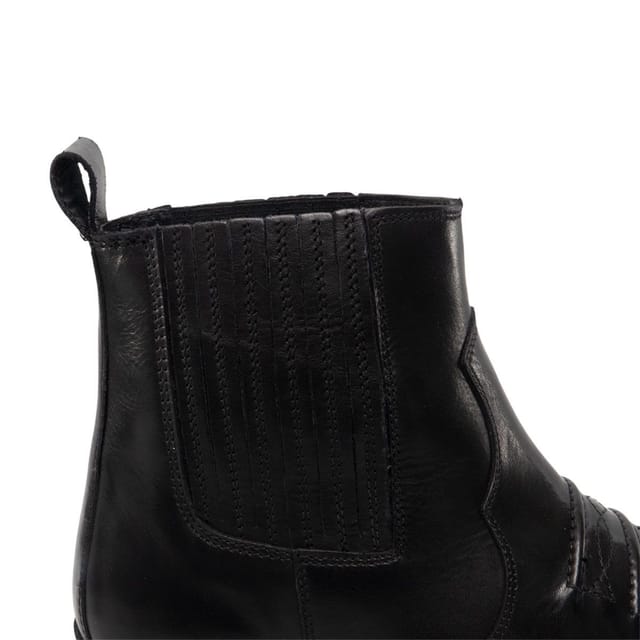 Woodland Woodland Men's Distressed Leather Gusset Western Ankle Boots in Black - 3