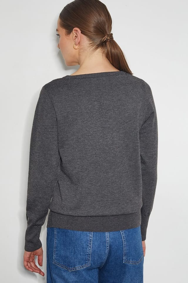 Monsoon Monsoon Women's Di Sequin Bow Crew Neck Jumper Grey - 3