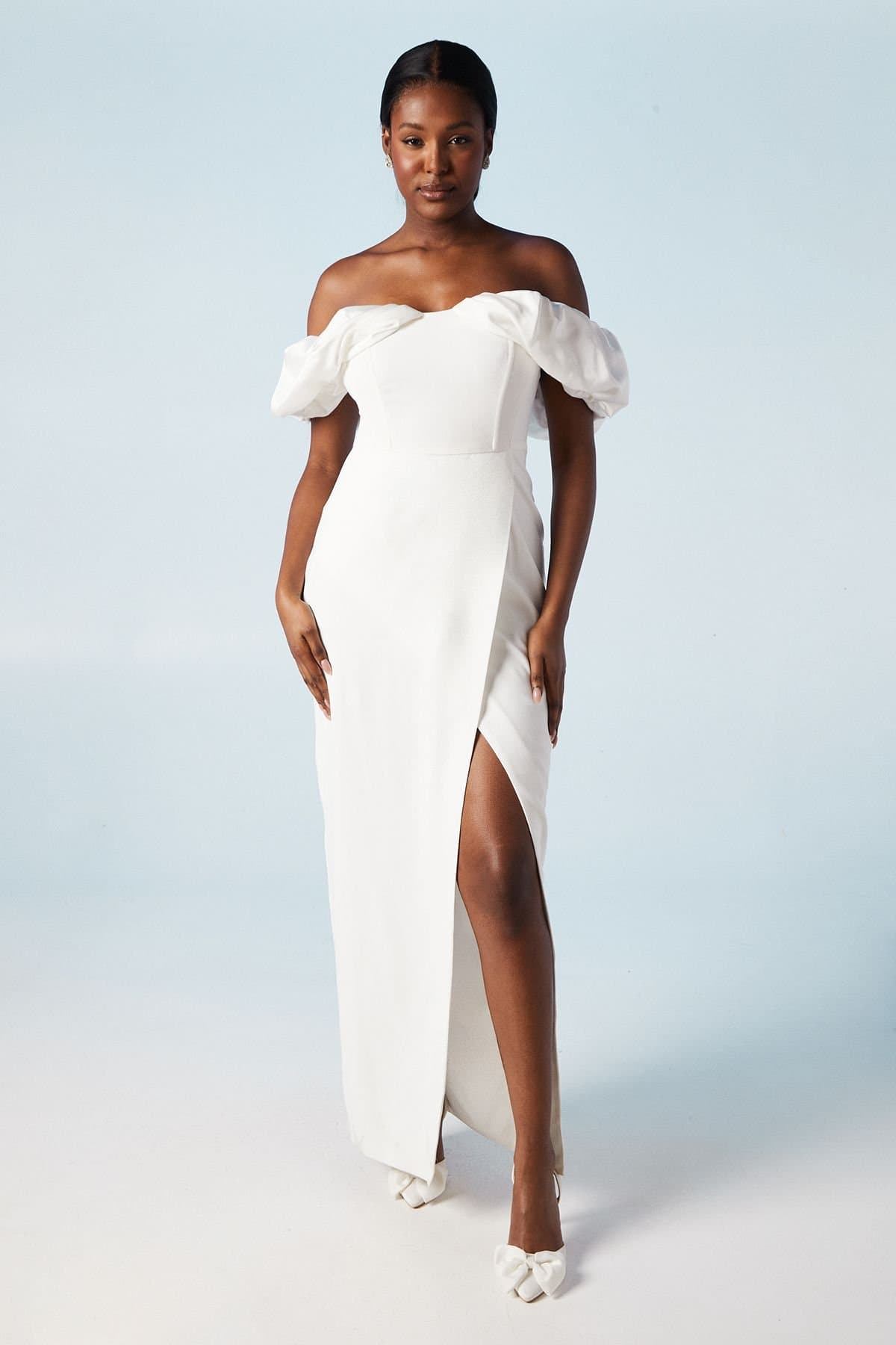 Coast Coast Women's Volume Sleeve Corset Column Wedding Dress in Ivory