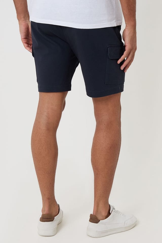 Threadbare Threadbare Men's Shorter Length Stretch Cargo Shorts in Navy - 2
