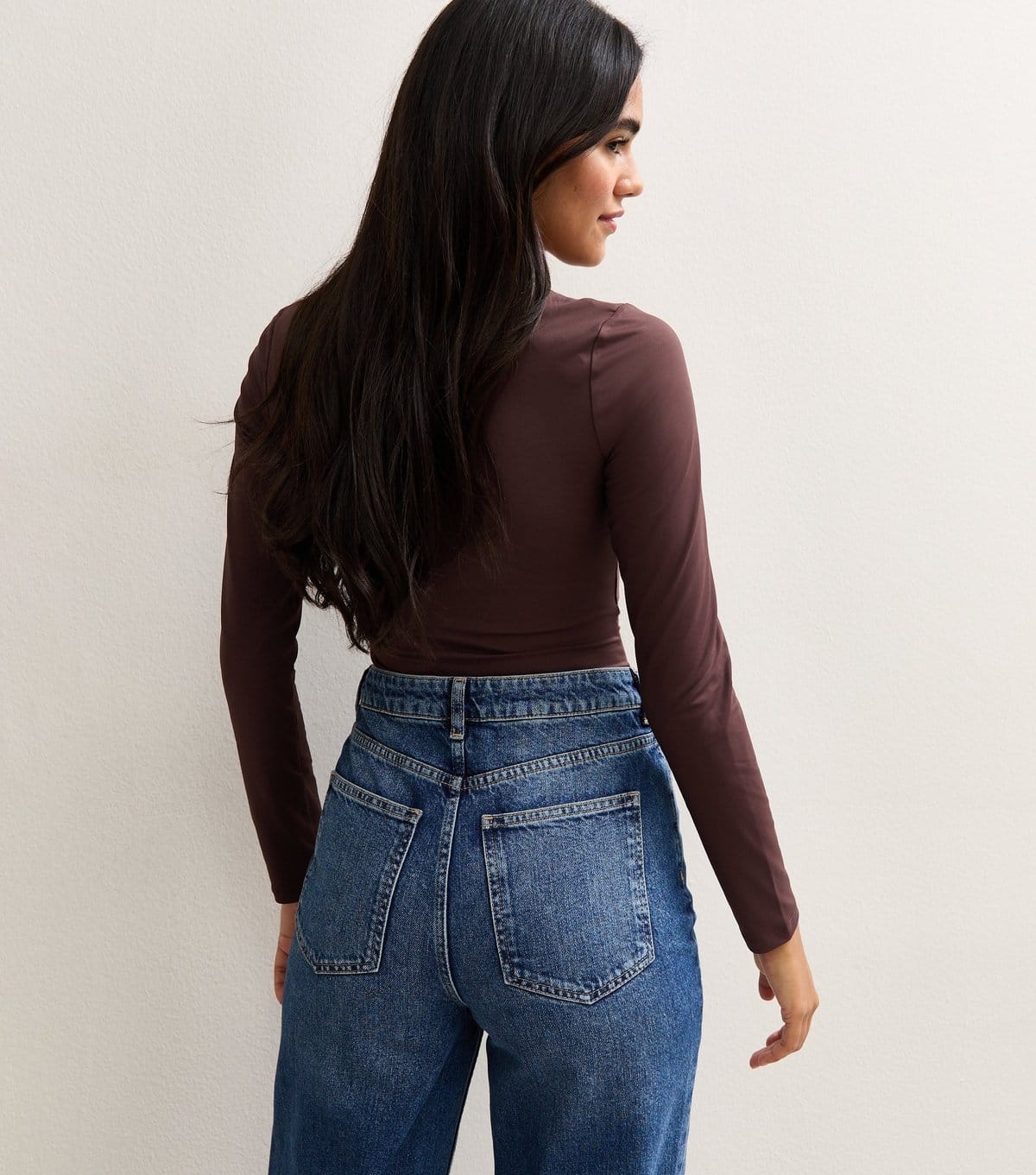 New Look Women's Burgundy Slinky Square Neck Long Sleeve Bodysuit New Look - 4