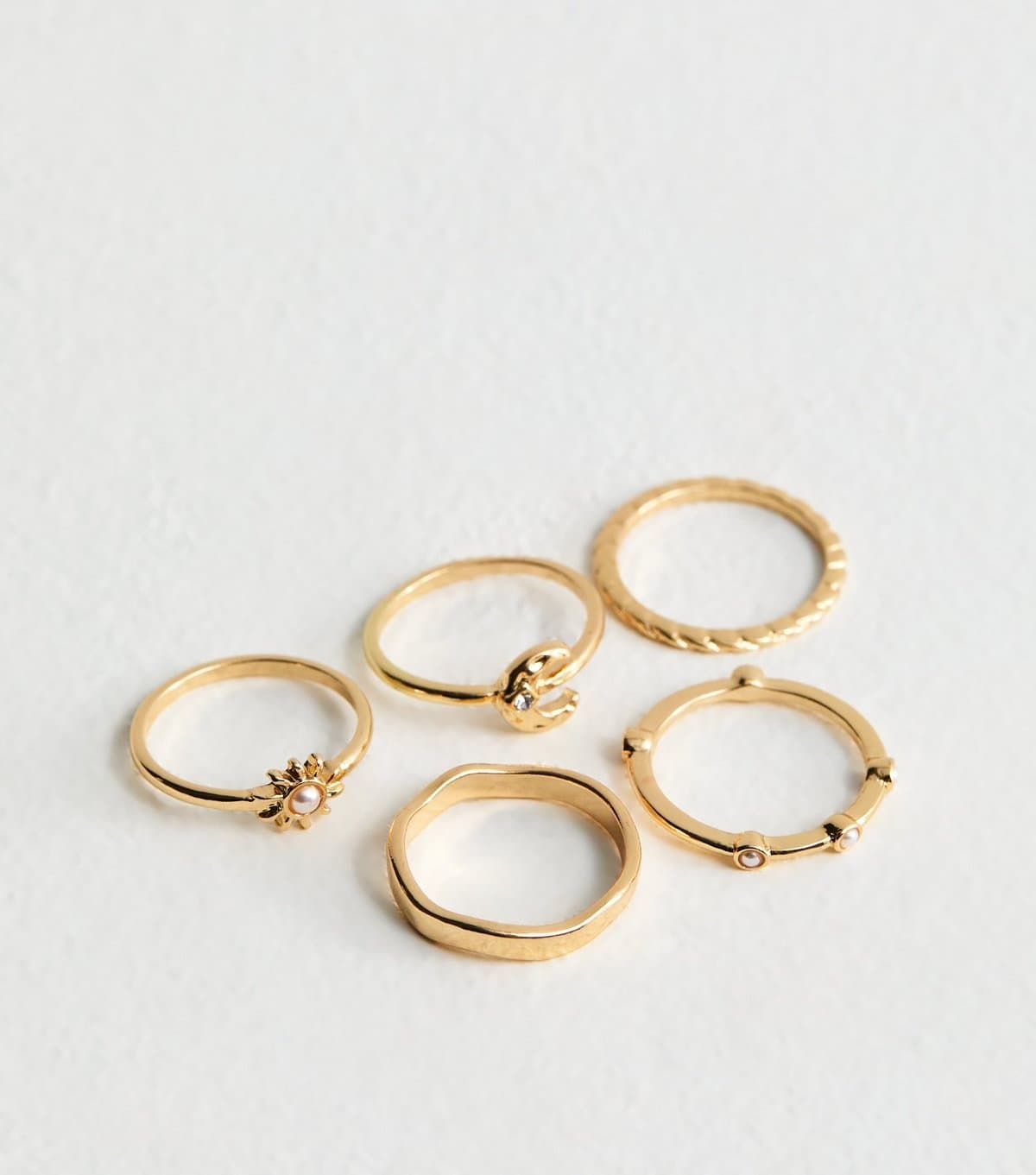 New Look Pack of 5 Gold Tone Sun and Moon Rings New Look
